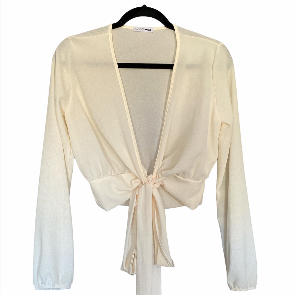 Fashion Nova Cream Wrap Crop Top